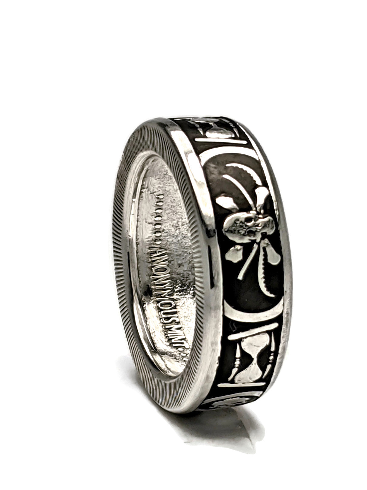 Memento Mori Silver Coin Ring - The Last Laugh - Men's Skull Ring