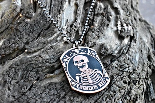 Memento Mori - Copper Coin Dog Tag Necklace